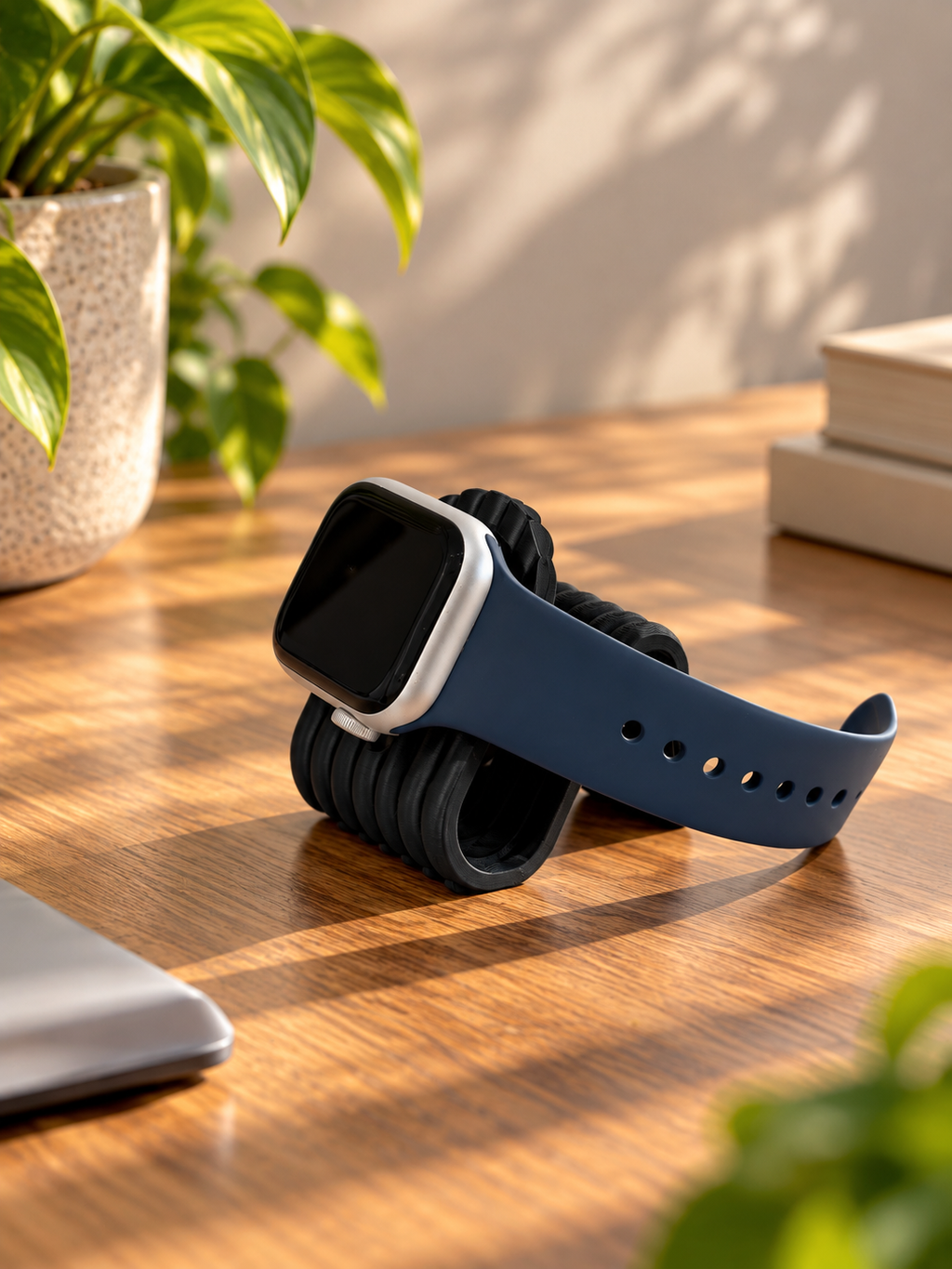 Підставка для заряджання Apple Watch — елегантна чорна док-станція для тумбочки