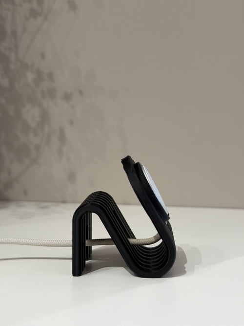 Apple Watch Charging Stand – Sleek Black Bedside Dock